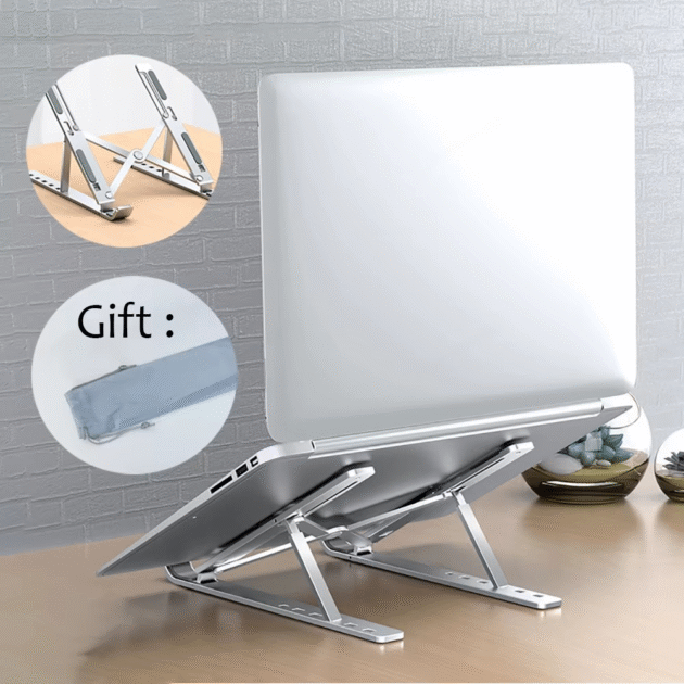 Support Pliable Réglable pour Ordinateur Portable – Refroidissement & Ergonomie