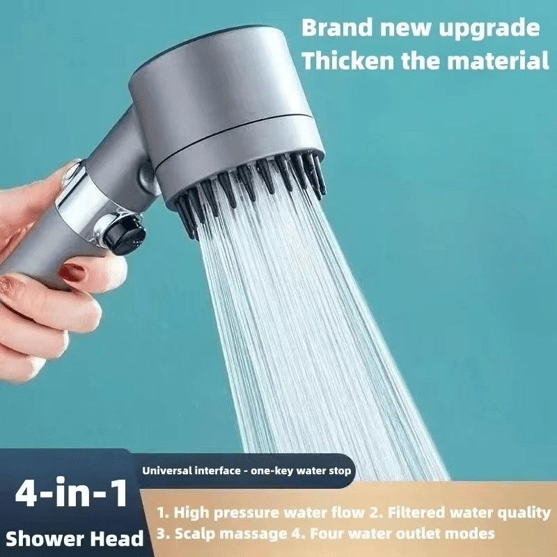 Pommeau de Douche à Filtre Haute Pression – 3 Modes avec Brosse de Massage GA